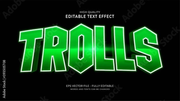 Obraz trolls text style effect,editable font