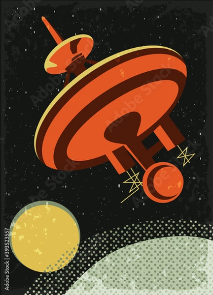 Obraz vector illustration, space retro postcard, vector
