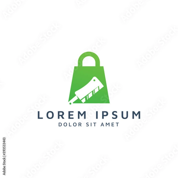 Fototapeta shopping and knife negative space logo design