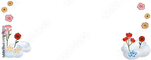 Fototapeta 雲と花のフレーム素材
