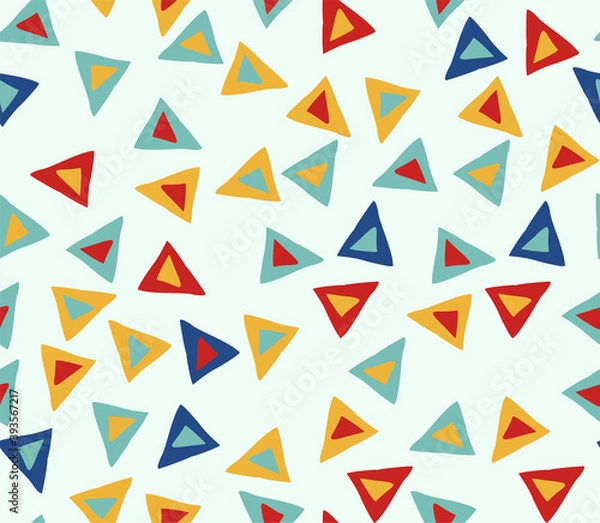 Fototapeta Vector seamless pattern for the design of children's products. Background for boys and girls. Hand drawn geometric shapes triangles