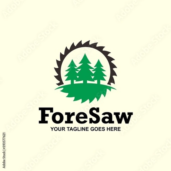 Fototapeta Forest Tree Saw Logo