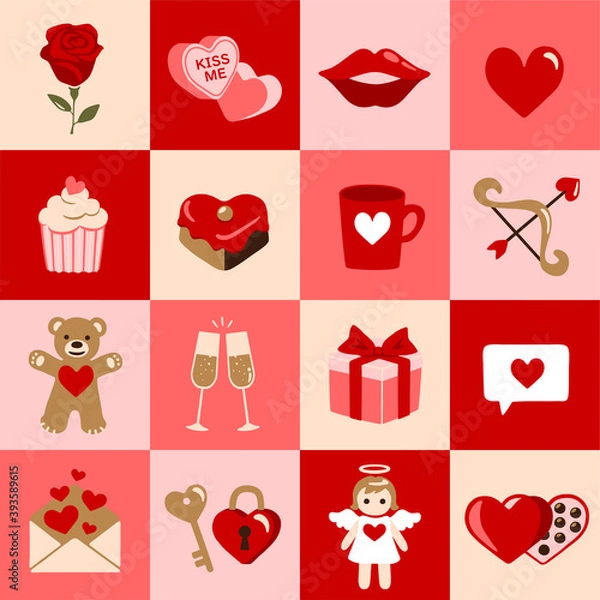 Fototapeta valentine set vector design elements