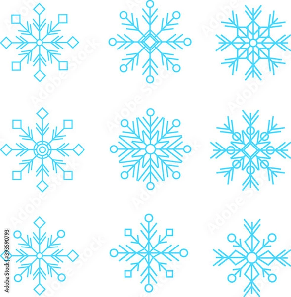 Fototapeta Icon set of snowflake. Editable blue vector pictograms isolated on a white background.  Trendy outline symbols for mobile apps and website design.