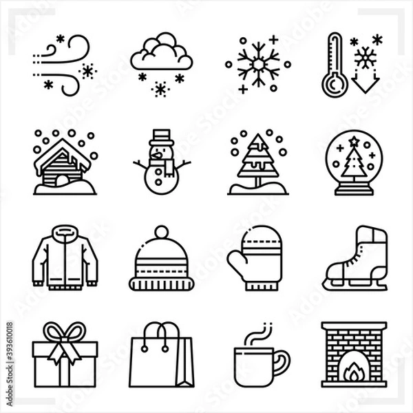Fototapeta Winter icons with White Background