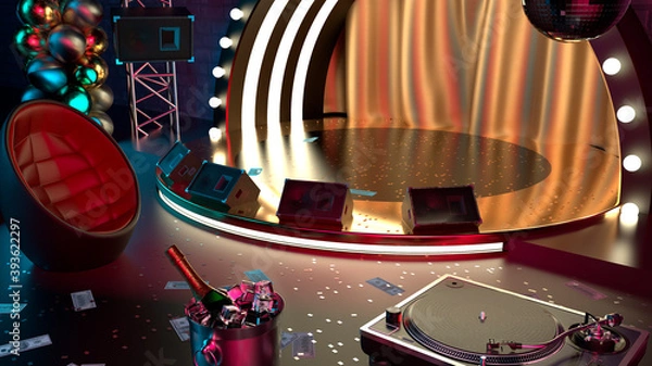 Obraz 3D Stage podium with lighting,