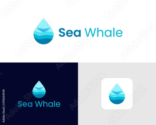 Obraz Sea + Whale minimal logo design template