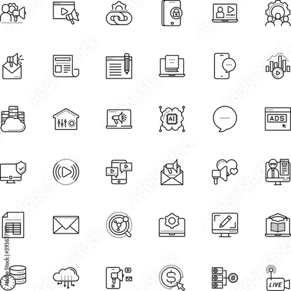 Fototapeta internet vector icon set such as: book, silhouette, agreement, growth, partnership, miner, tracking, dashboard, bitrate, player, shield, padlock, filled, postal, streamline, password
