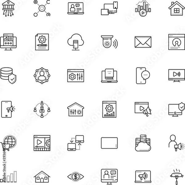 Obraz internet vector icon set such as: fork, meal, sell, partnership, manager, thermostat, secured, webpage, web hosting, pad, automation, postage, graph, computer-based, net, specialist, programming