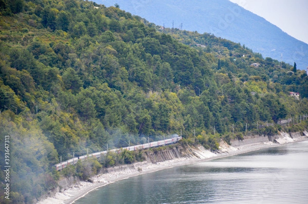 Obraz train along the sea