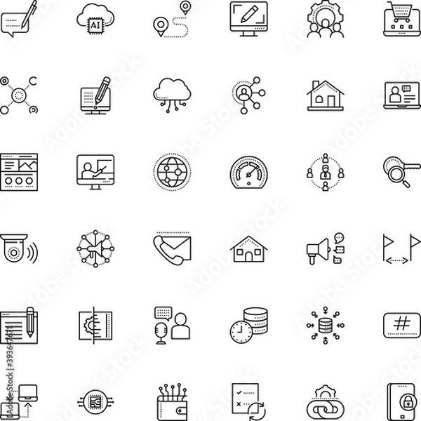 Fototapeta internet vector icon set such as: structure, wallet, research, chart, data aggregation, block chain, presentations, mortgage, dot, hash, trip, zoom, donation, news, optical, check, mockup