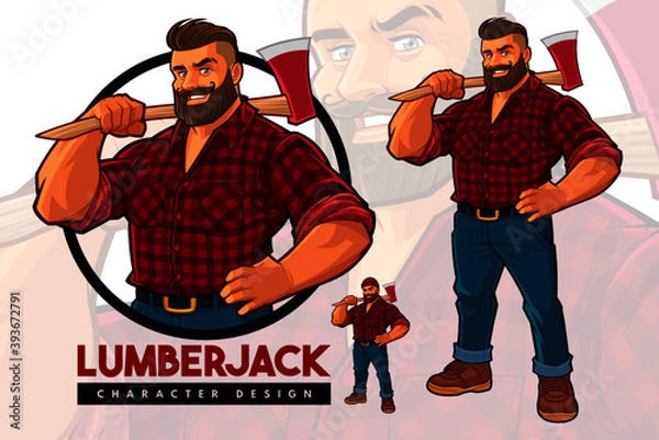 Obraz Lumberjack Mascot design Set
