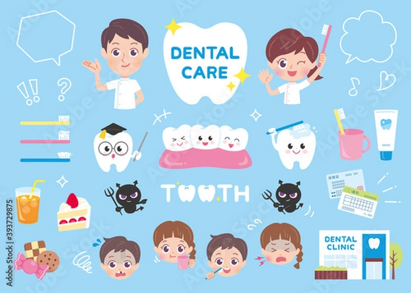 Obraz 歯医者　歯みがき　イラスト