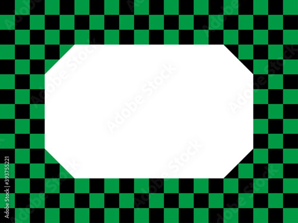 Obraz 和柄フレーム5 緑と黒の小さい格子模様