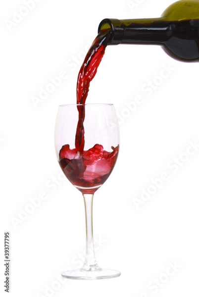 Obraz Red wine pouring down from a wine bottle
