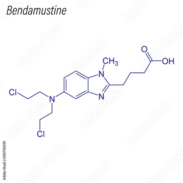 Fototapeta Vector Skeletal formula of Bendamustine. Drug chemical molecule.
