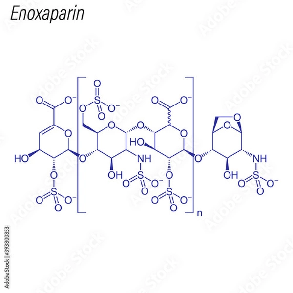 Fototapeta Vector Skeletal formula of Enoxaparin. Drug chemical molecule.