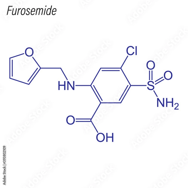 Fototapeta Vector Skeletal formula of Furosemide. Drug chemical molecule.
