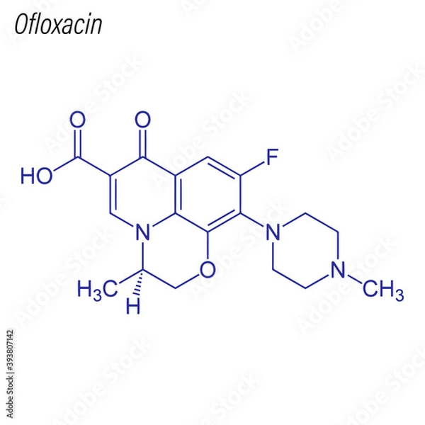 Fototapeta Vector Skeletal formula of Ofloxacin. Drug chemical molecule.