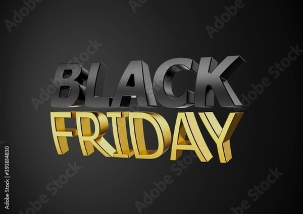 Fototapeta Black Friday 3D type 3d render, Black background