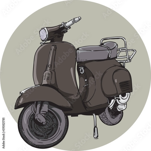 Fototapeta grey scooter vector illustraiton very suitable as a picture on t-shirts, wall hangings, story books, or various other art products