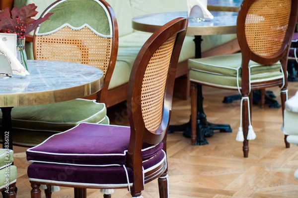 Obraz table and chairs in a restaurant