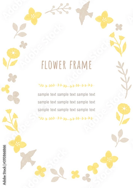 Obraz 花と葉っぱのナチュラルフレーム