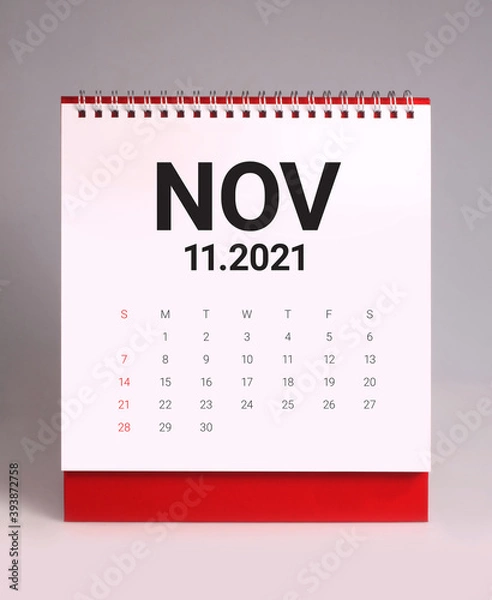 Fototapeta Simple desk calendar 2021 - November