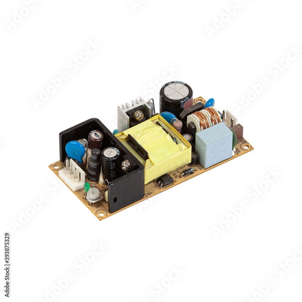 Fototapeta Switching led power supply isolated on the white background.