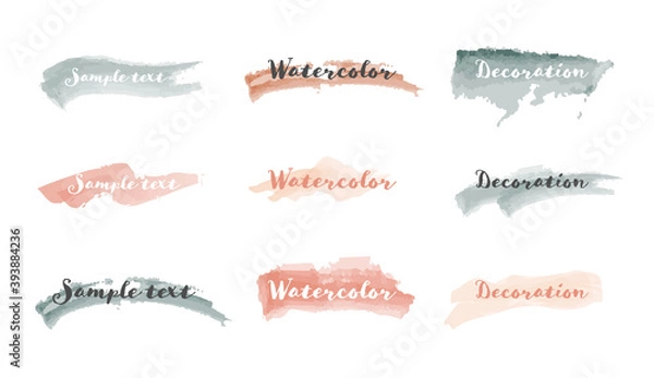 Fototapeta 水彩の線・背景・フレームのセット／ブラシ／質感／イラスト／手描き／カラフル／枠／飾り／装飾