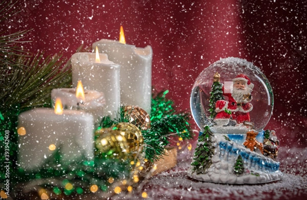 Fototapeta christmas decoration with candle