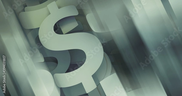 Fototapeta Dollar sign close up, 8k background. Template for presentations, headers, wallpaper and various business designs. Place for text. Zinc, silver white, dark gray and a little dusty blue hue colors.