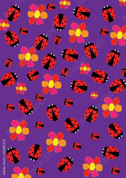 Obraz Ladybugs and flowers