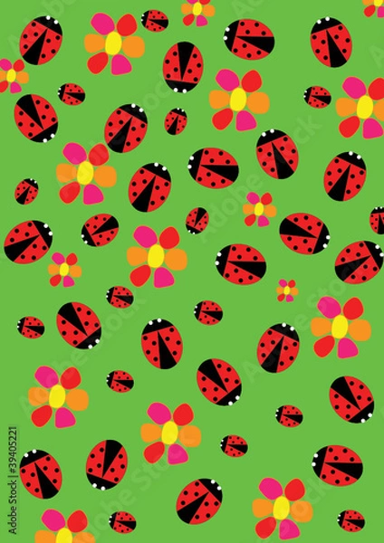 Obraz Ladybugs and flowers