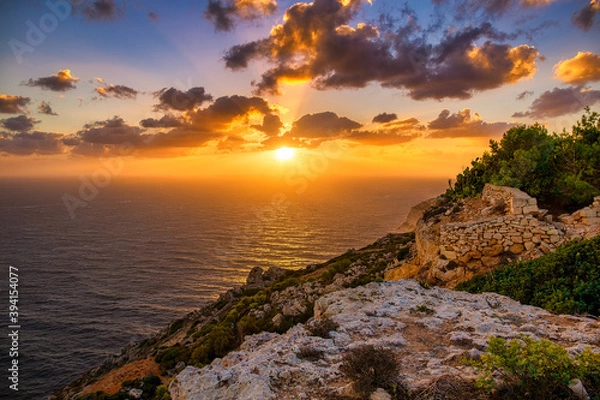 Fototapeta Cliffs of Dingli at sunset