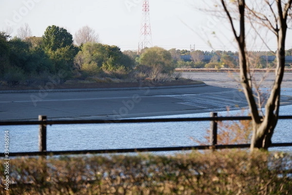 Obraz 川のある公園の紅葉