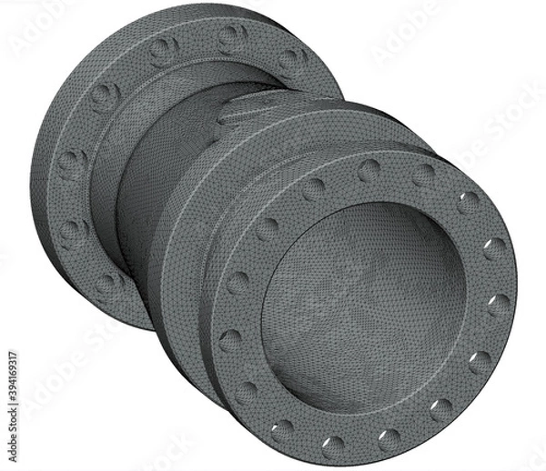 Obraz finite element methode mehs of a mechanical part - 3d illustration