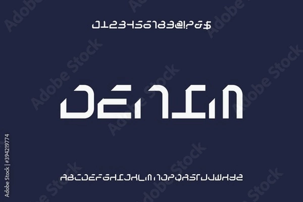 Fototapeta alphabet font, typography vector,  letters and numbers blue and white style