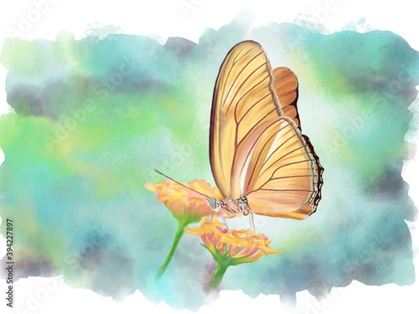 Obraz Papillon et fleir