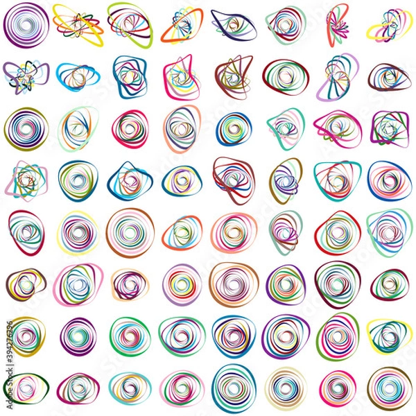 Obraz Spiral, swirl, twirl element set. Abstract vector