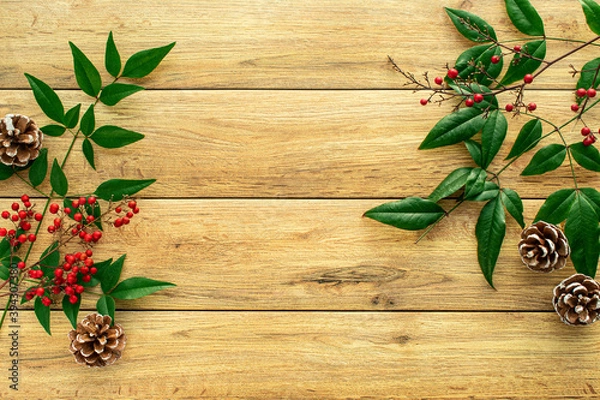 Fototapeta 크리스마스 시즌 우드 배경