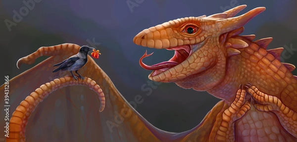 Fototapeta the dragon and the crow