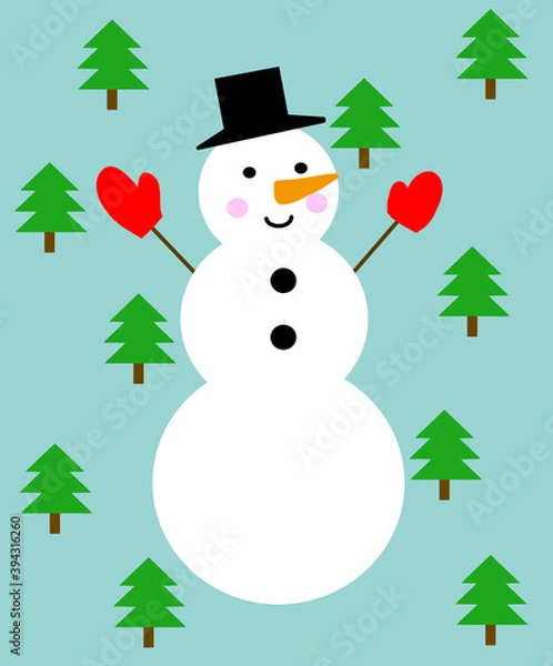 Fototapeta 木と雪だるま
