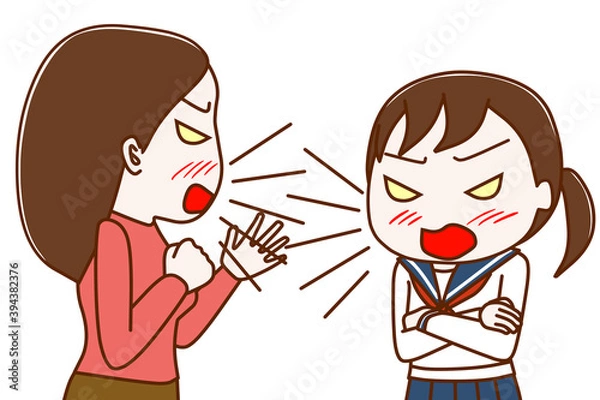 Obraz 反抗期の女子学生と喧嘩する母