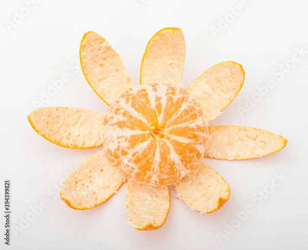 Obraz Fresh ripe orange fruits and orange slice isolated on the white background