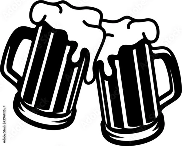 Obraz Vector illustration of the beer mugs toasting