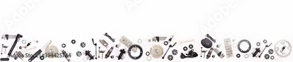 Obraz Bicycle parts on a white background.