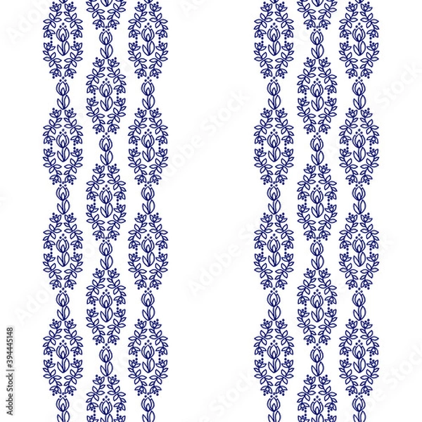 Obraz Ethnic floral seamless pattern on white background