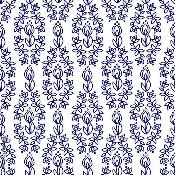 Obraz Ethnic floral seamless pattern on white background