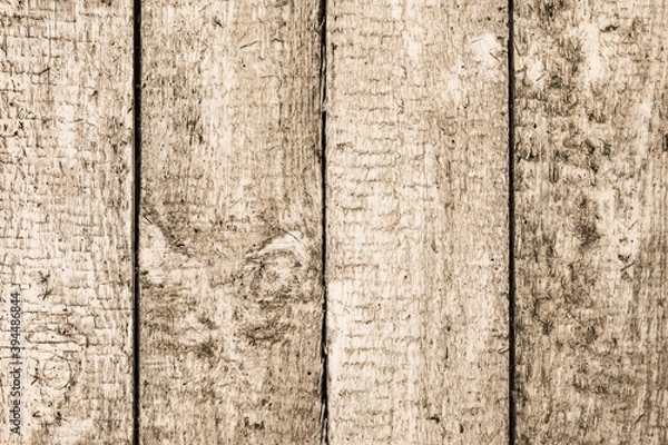Fototapeta Wood texture. Raw brown wooden wall background. Rustic tree desk. Knots pattern. Countryside architecture wall. Village building construction. Old wood background.